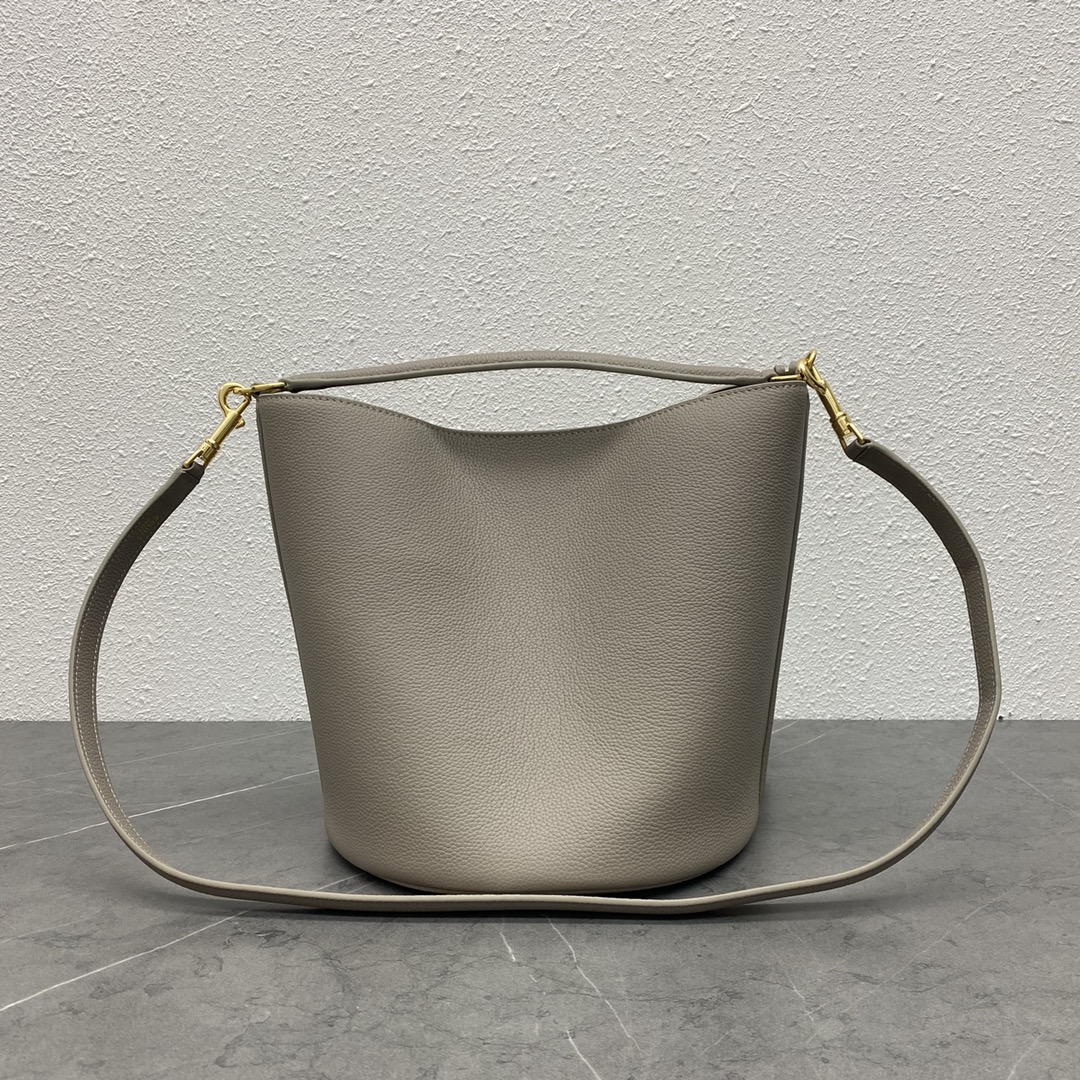 Celine Bucket 16 Smooth Calfskin Handbag Shoulder Bag Grey 195573